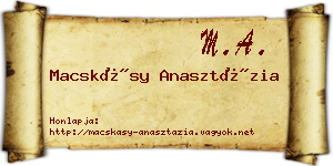 Macskásy Anasztázia névjegykártya